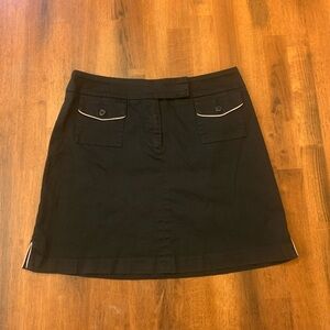 Herman Geist Mini Skirt 8 Black with White piping Trim Detail A-Line Pockets